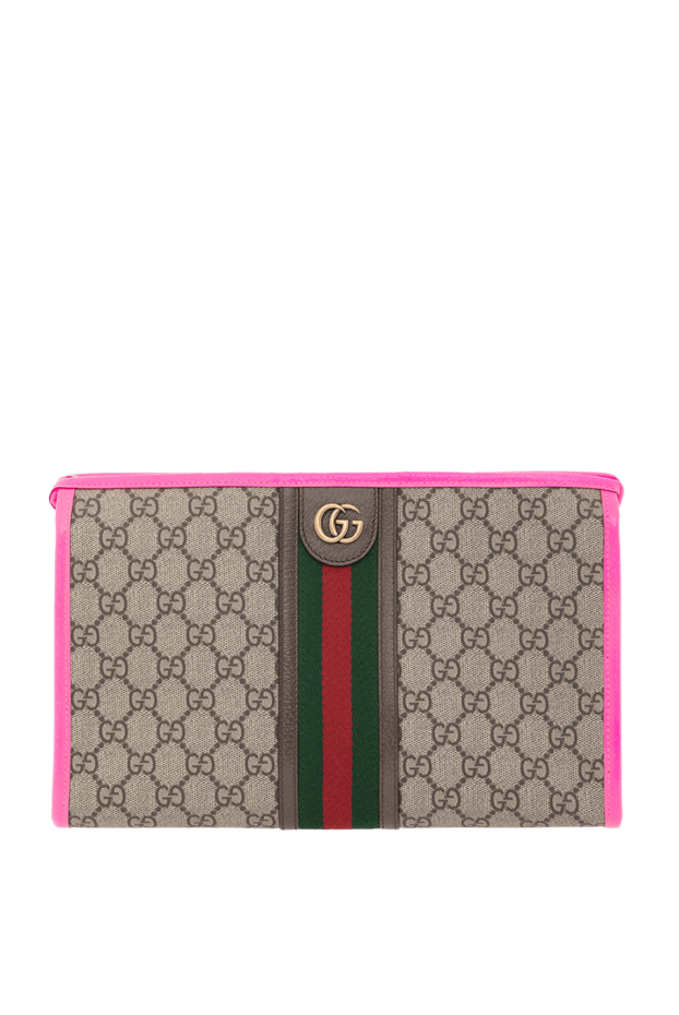 Gucci клатч ophidia с символом gg коричневый женский 186703 - фото 1