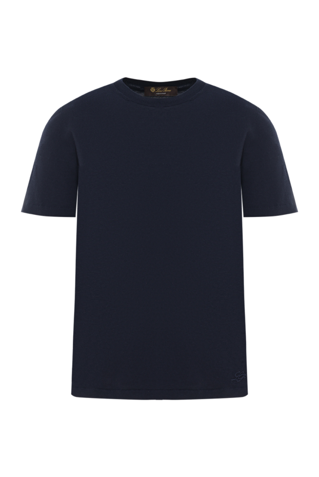 Loro Piana женская синяя футболка из хлопка с логотипом 186710 - фото 1