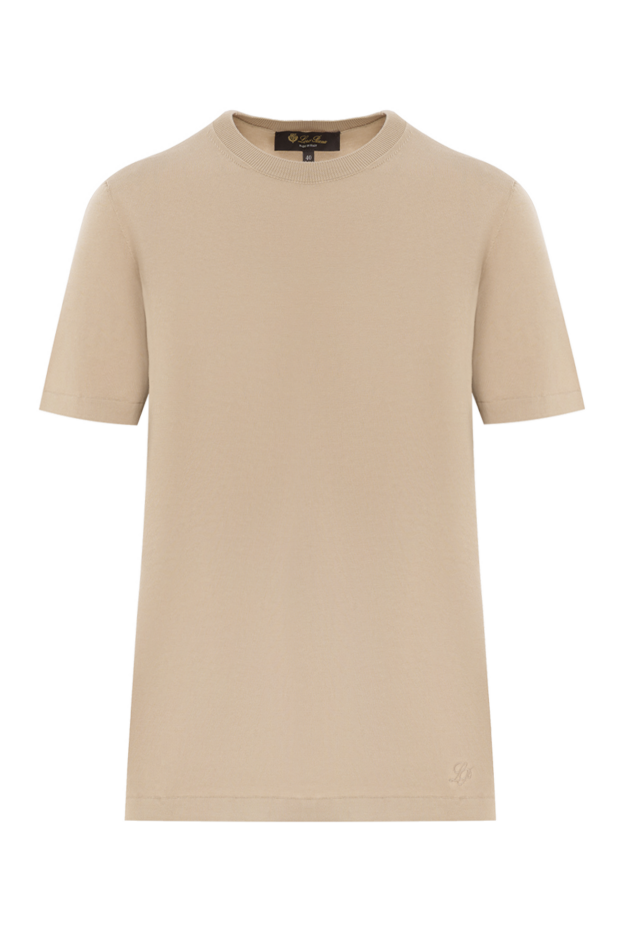 Loro Piana женская бежевая футболка из хлопка с логотипом 186711 - фото 1