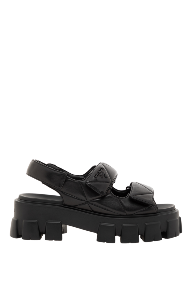 Prada стеганые сандалии кожаные черные женские 186728 - фото 1