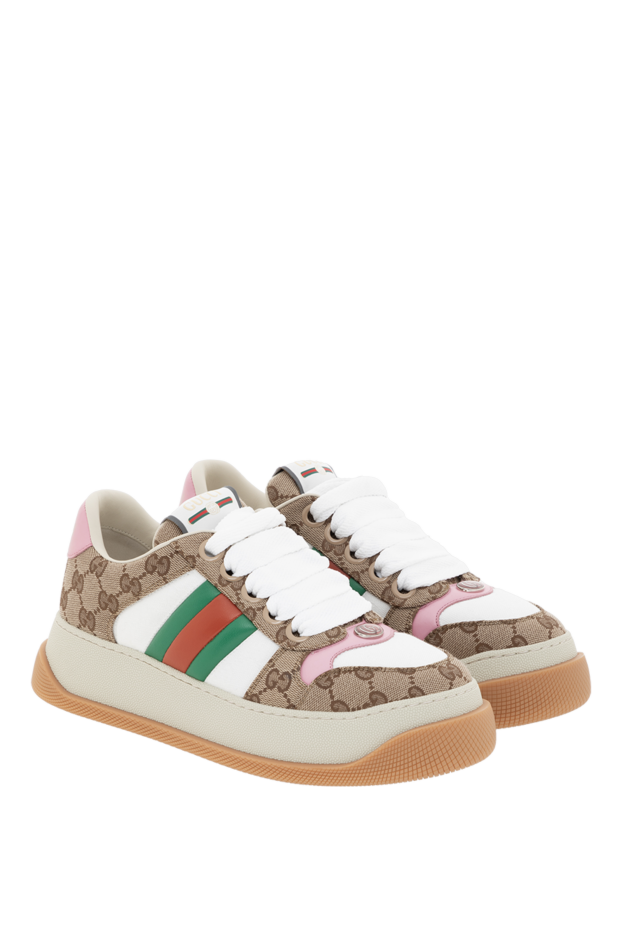 Gucci кроссовки screener с web полосками на высокой подошве 186741 - фото 3