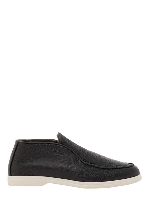 Corneliani black grained loafers with natural fur insulation 186743 - photo 1