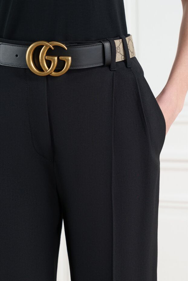 Gucci gg marmont әйелдерге арналған бежевый реверсивті белбеуі 186748 - фото 2