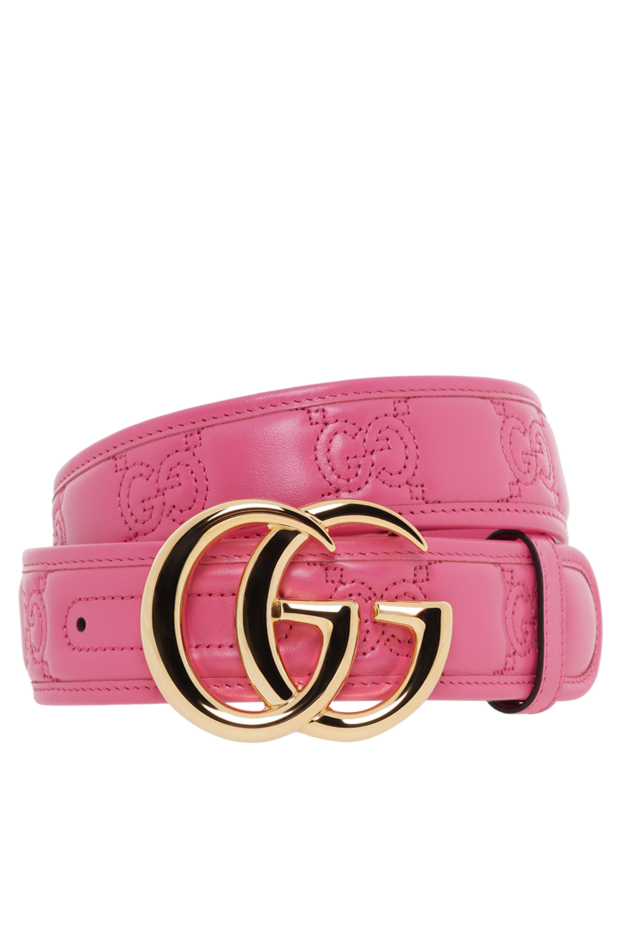 Gucci gg алтын ілгегі бар қызғылт әйелдер белбеуі 186749 - фото 1