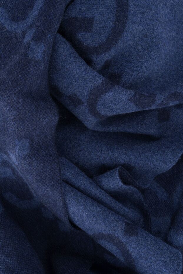 Gucci cashmere and jacquard scarf with gg pattern men's blue 186755 - photo 3