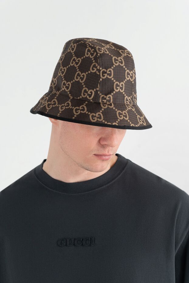 Gucci панама gg ripstop коричневая мужская 186757 - фото 2