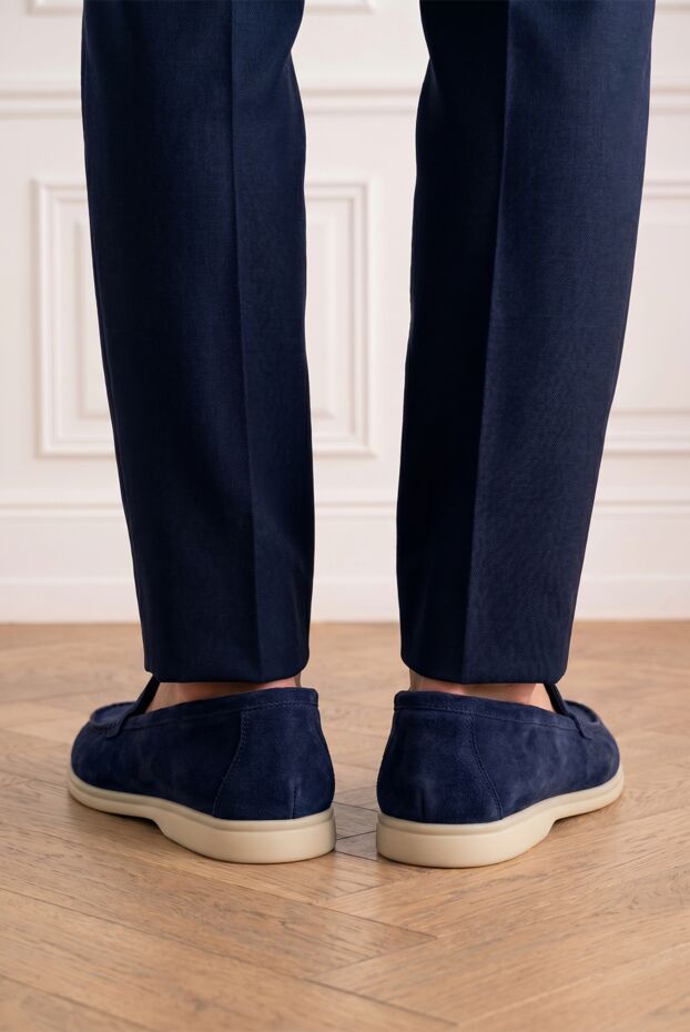 Cesare di Napoli men's blue suede loafers with a light sole 186769 - photo 1