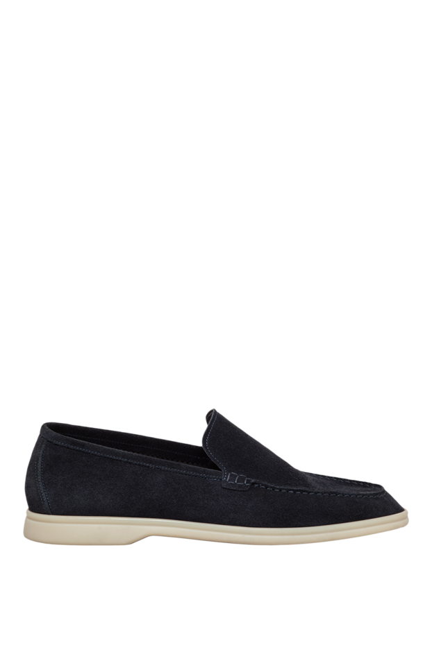 Cesare di Napoli men's dark blue suede loafers with a light sole 186771 - photo 1