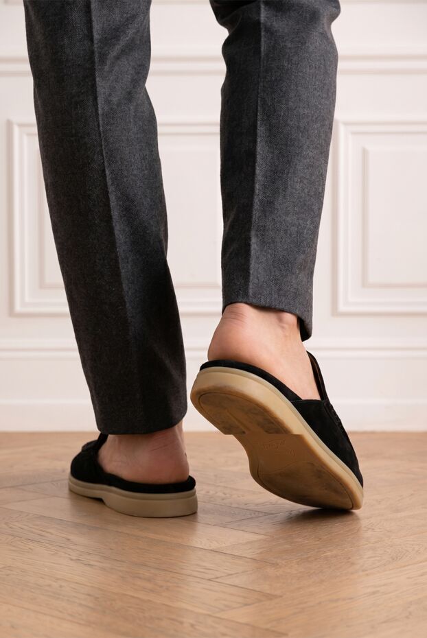Cesare di Napoli men's black suede clogs with light soles 186775 - photo 1