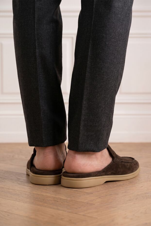Cesare di Napoli men's brown suede clogs with light soles 186776 - photo 1
