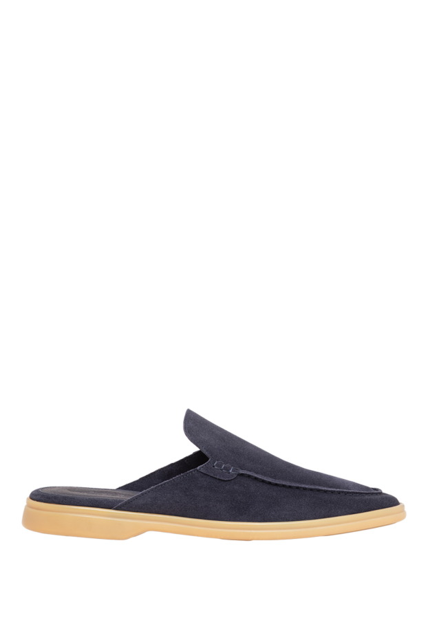 Cesare di Napoli deep blue suede mule loafers with a contrasting light sole 186777 - photo 1