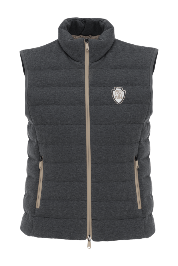 Brunello Cucinelli әйелдерге арналған логотипі бар сұр мамық жилет 186788 - фото 1