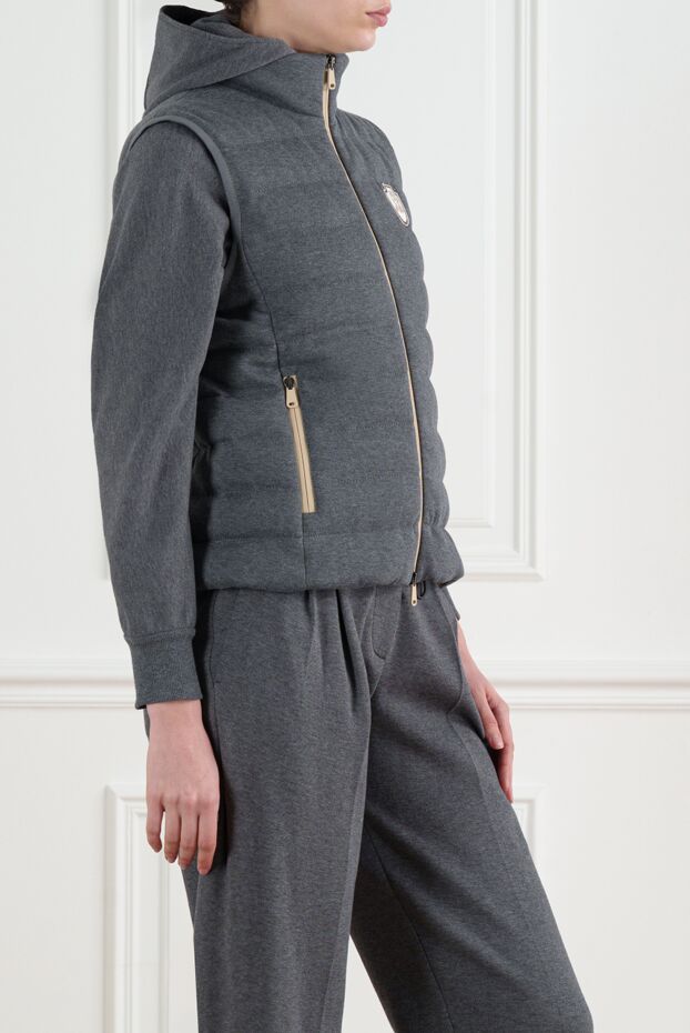 Brunello Cucinelli әйелдерге арналған логотипі бар сұр мамық жилет 186788 - фото 3