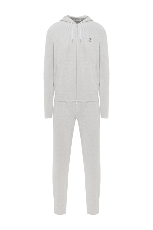 Beige ribbed tracksuit with hood - photo 1