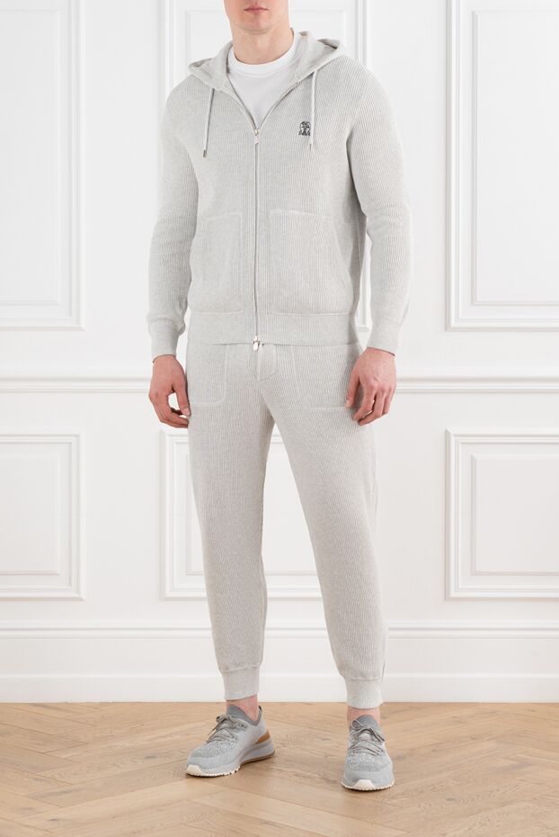 Beige ribbed tracksuit with hood - photo 2