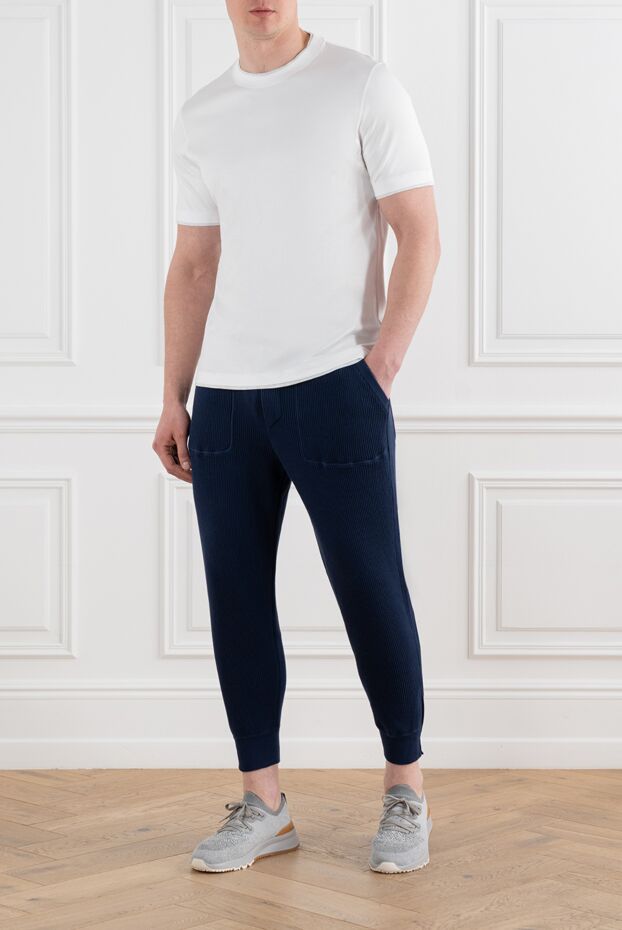 Brunello Cucinelli ribbed cotton joggers for men blue 186823 - photo 2