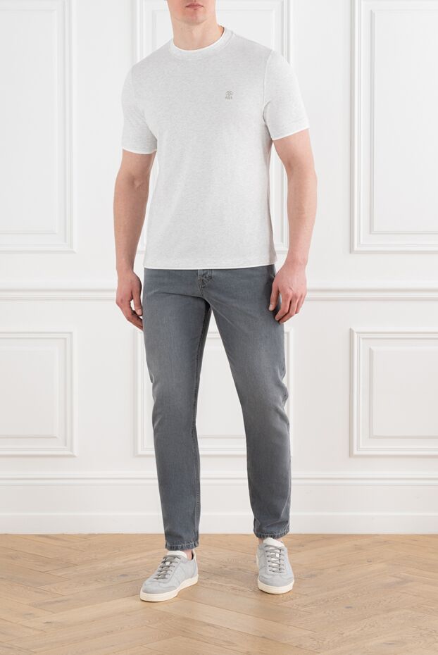 Brunello Cucinelli gray cotton jeans for men with logo 186832 - photo 2