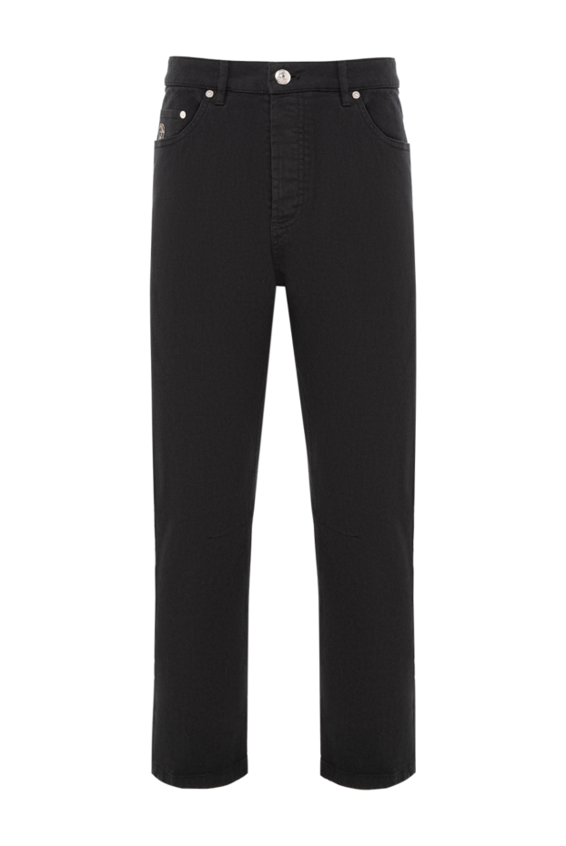 Brunello Cucinelli black cotton jeans with elastane and leather patch 186833 - photo 1