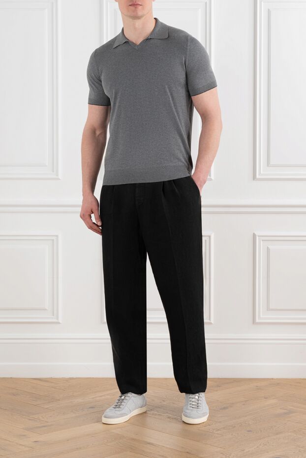 Brunello Cucinelli black linen drawstring trousers 186834 - photo 2