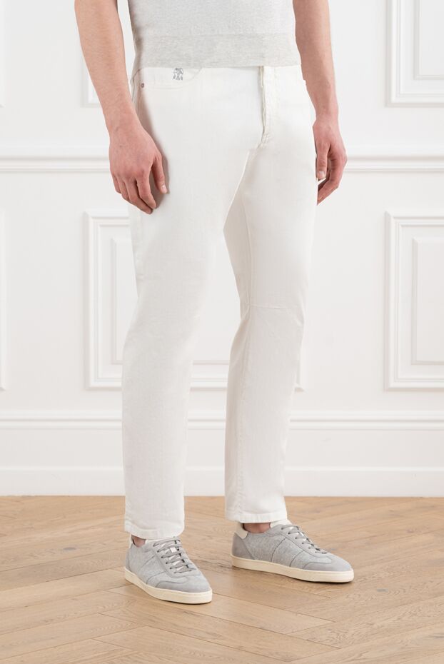 Brunello Cucinelli white men's straight cotton jeans 186837 - photo 3