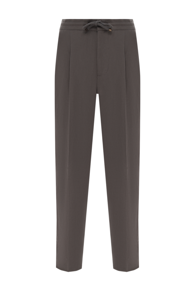 Brunello Cucinelli men's brown trousers with pintucks made of linen and cotton 186839 - photo 1