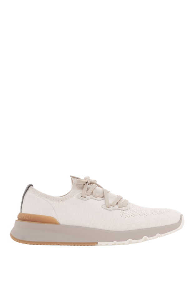 Brunello Cucinelli men's beige sneakers with mesh and logo 186841 - photo 1