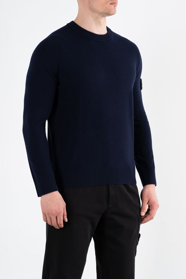 Stone Island blue men's wool jumper with logo 186881 - photo 3
