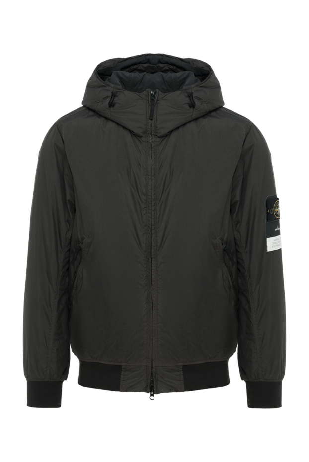 Stone Island капюшоны және логотипі бар ерлер сұр күрте 186888 - фото 1