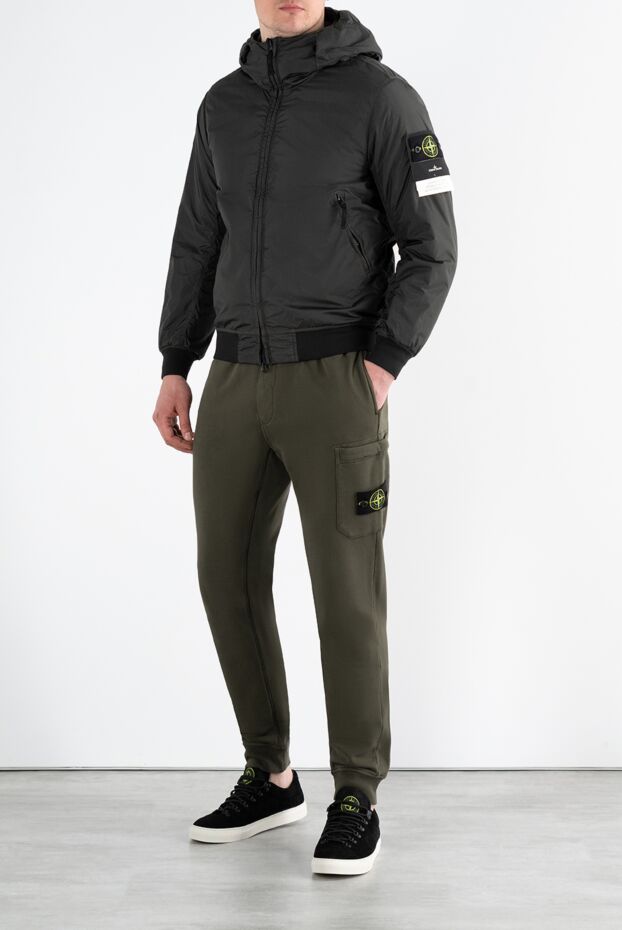 Stone Island капюшоны және логотипі бар ерлер сұр күрте 186888 - фото 2
