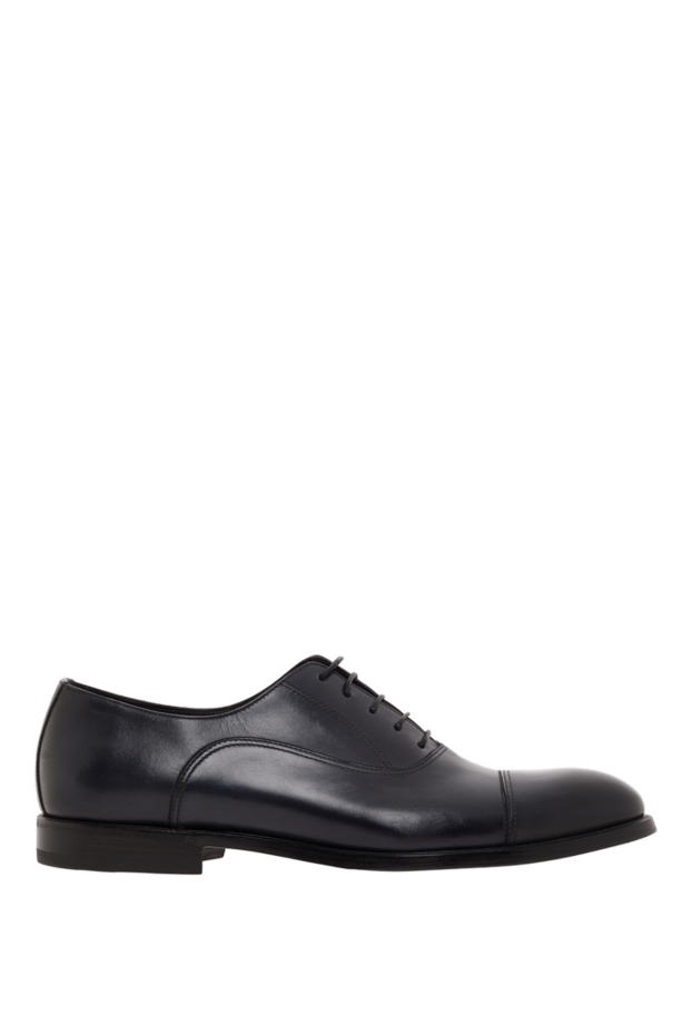 Blue leather oxfords with protective toe for men - photo 1