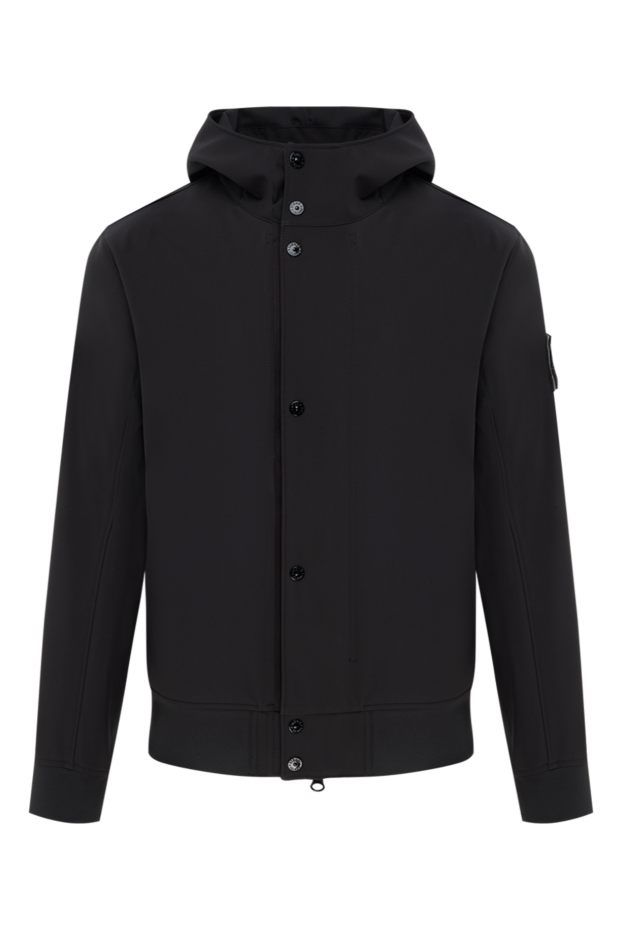Stone Island ерлерге арналған сыдырма және түймелері бар логотипі бар қою көк жел қорғаныш 186943 - фото 1