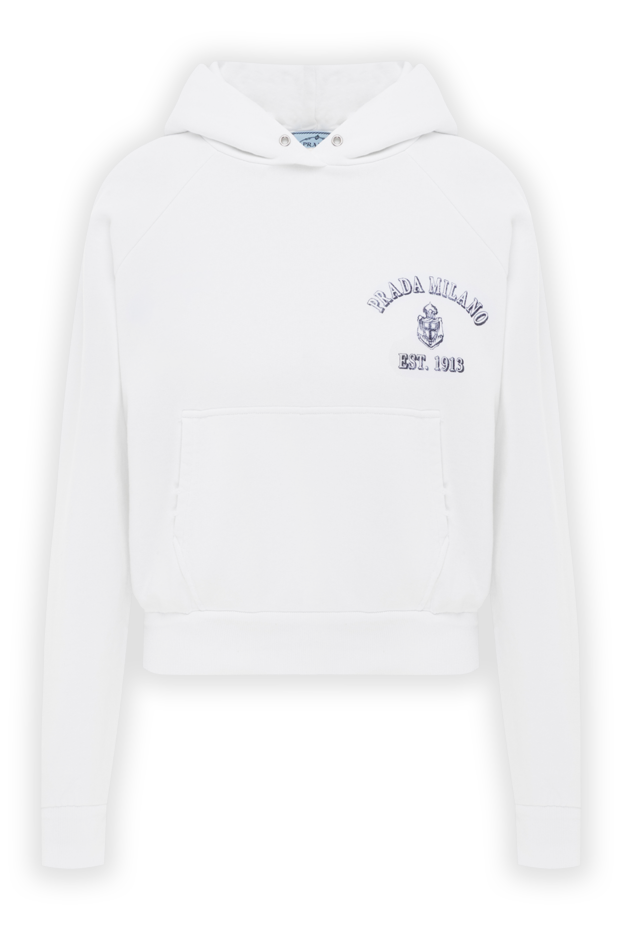 White cotton hoodie with logo - photo 1