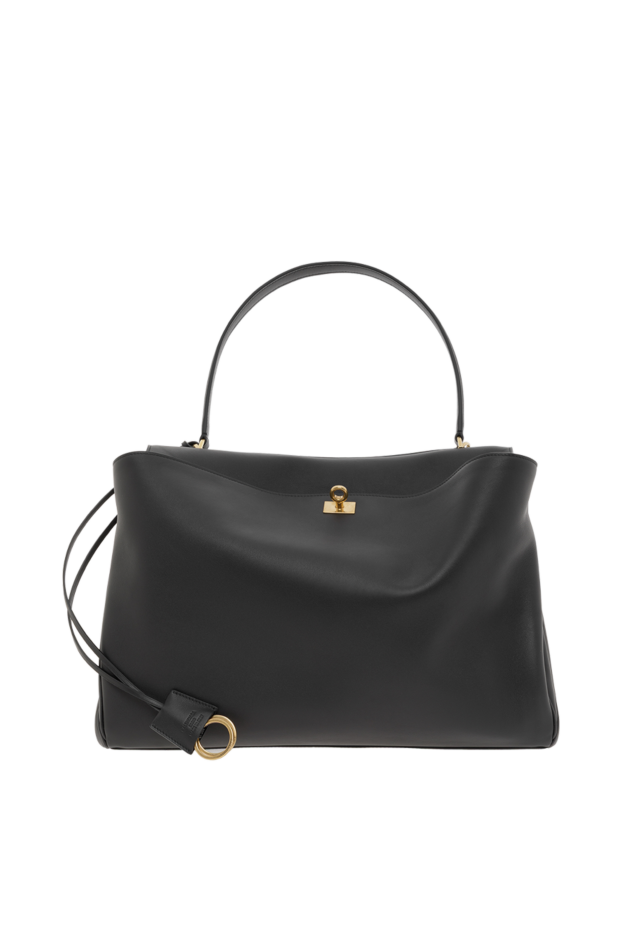 Balenciaga қара тегіс бұзау терісінен жасалған әйелдерге арналған родео сөмкесі 186998 - фото 1
