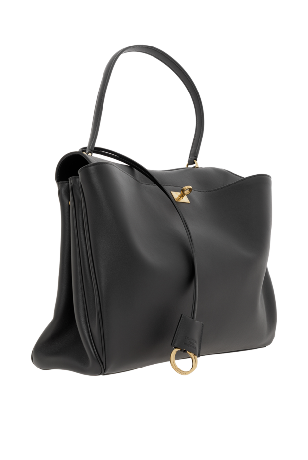 Balenciaga қара тегіс бұзау терісінен жасалған әйелдерге арналған родео сөмкесі 186998 - фото 3