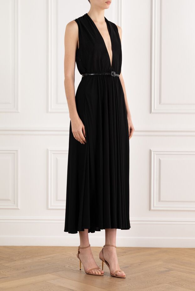 Dior вискоздан жасалған ұзын қара көйлек 187033 - фото 3