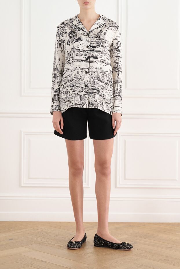 Dior ақ және қара жібектен тоқылған көйлек 187049 - фото 2