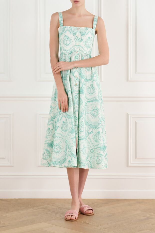 Dior жасыл мақта және жібек иығы жоқ көйлек 187060 - фото 2
