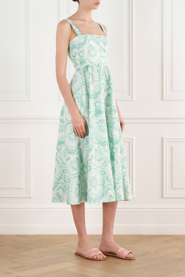 Dior жасыл мақта және жібек иығы жоқ көйлек 187060 - фото 3