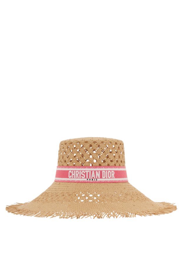 Women's yellow straw hat with logo - photo 1