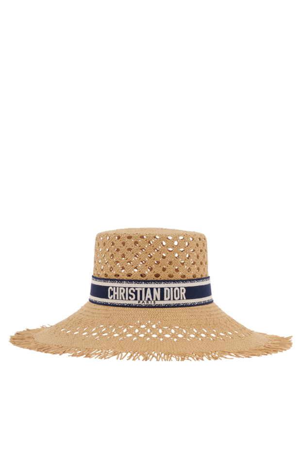 Women's straw hat with black ribbon with logo - photo 1