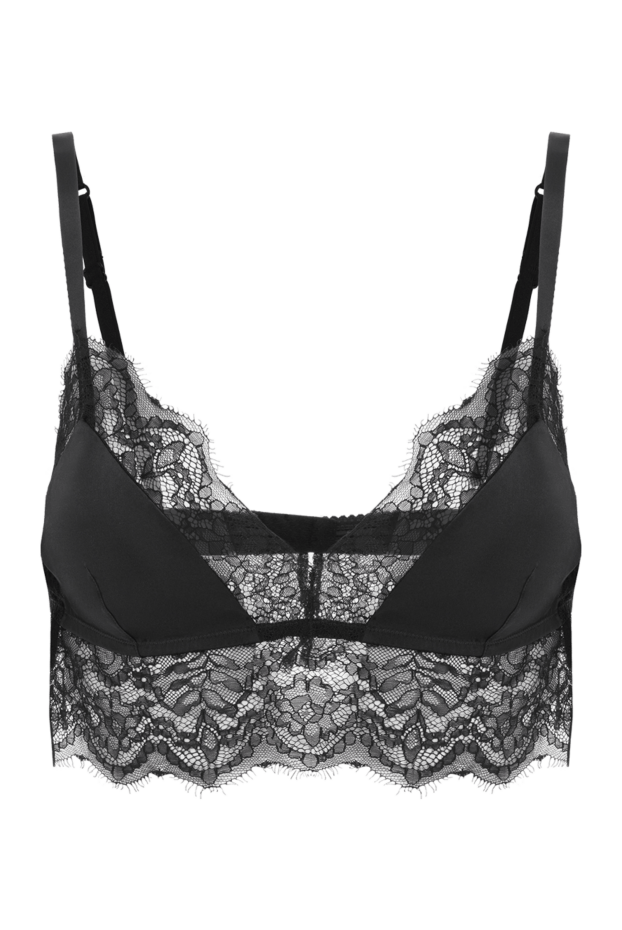 Dolce & Gabbana бюстгальтер-бралетт с мягкими чашечками из атласа и кружева черный 187094 - фото 1