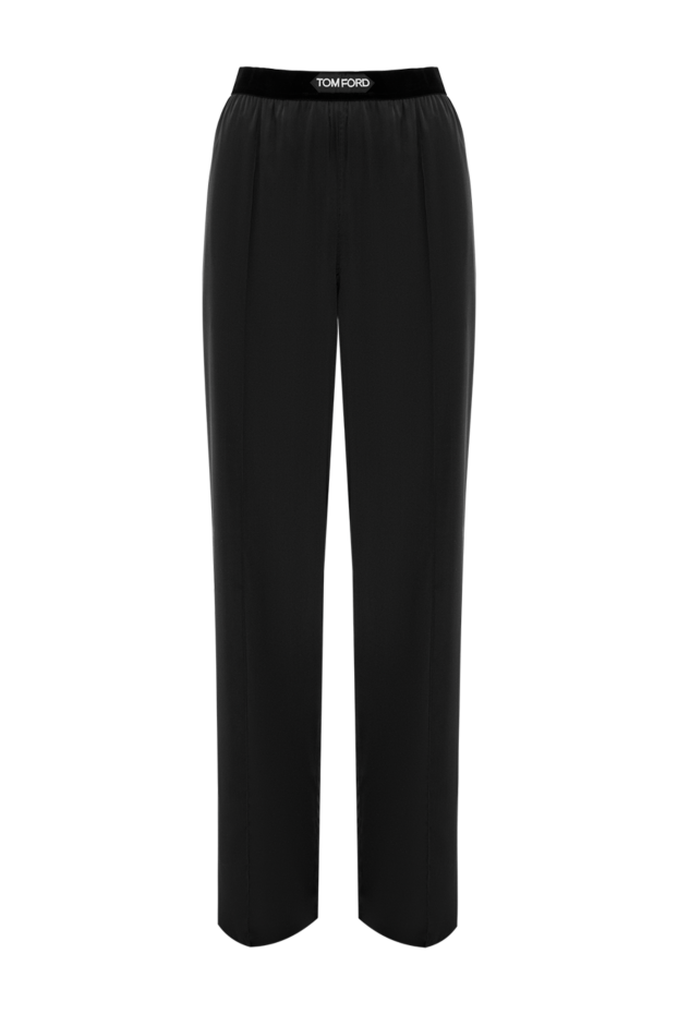 Tom Ford әйелдерге арналған логотипі бар қара атлас шалбар 187098 - фото 1