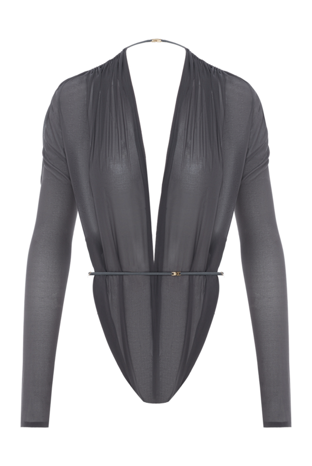 Saint Laurent темно-серое эластичное боди шелковое 187113 - фото 1