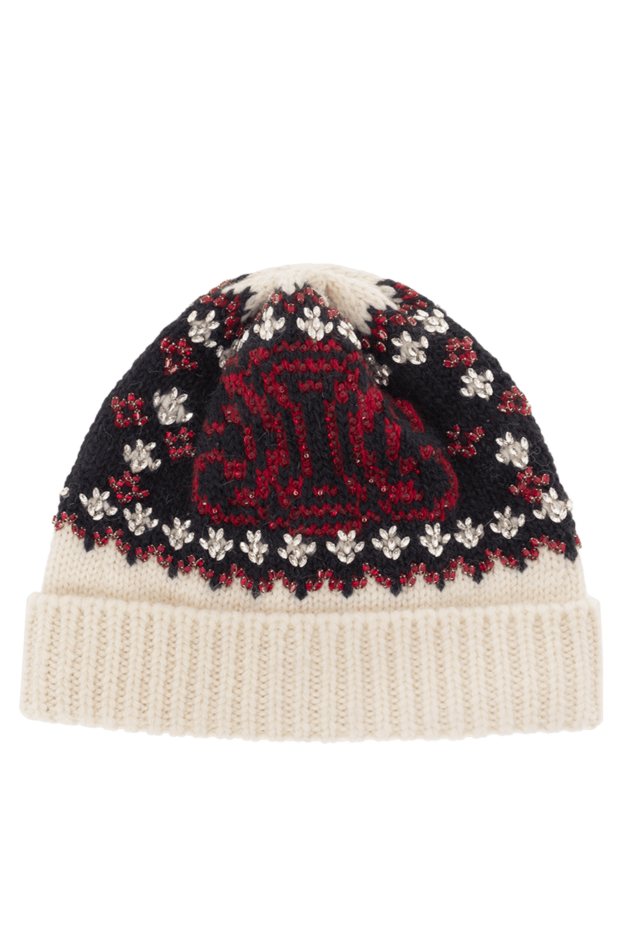 Celine fair isle embroidered wool beanie white 187135 - photo 1