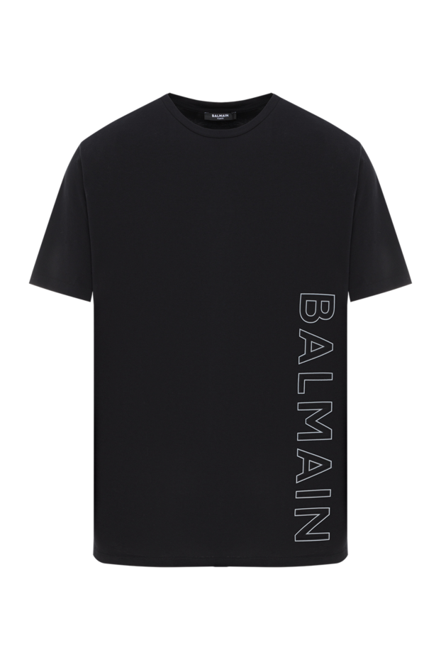 Balmain men's black cotton t-shirt with logo 187141 - photo 1