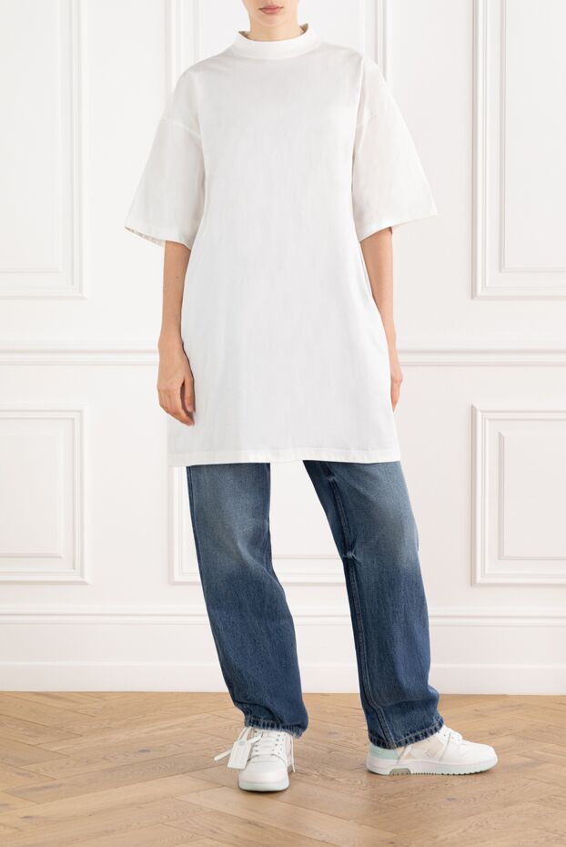 Balenciaga басылған логотипі бар ақ ұзын футболка 187145 - фото 2