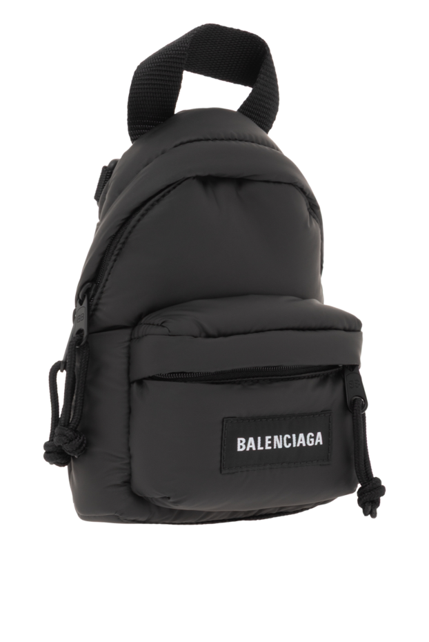 Balenciaga нейлон логотипі бар қара шағын рюкзак 187148 - фото 3