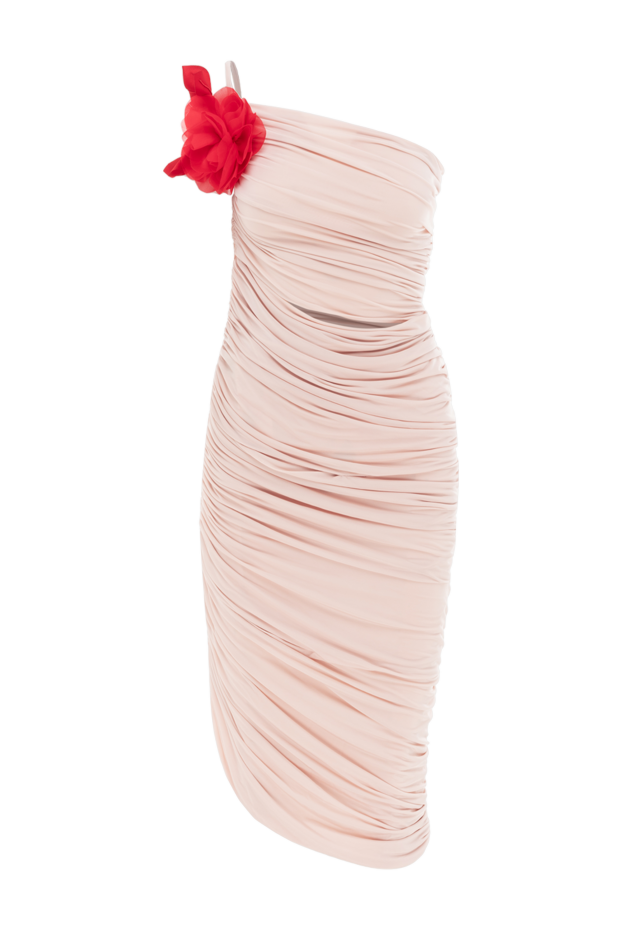 Magda Butrym beige draped midi dress with floral appliqué 187152 - photo 1
