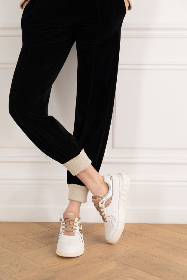 Women's One stud sneakers in white nappa leather - photo 2