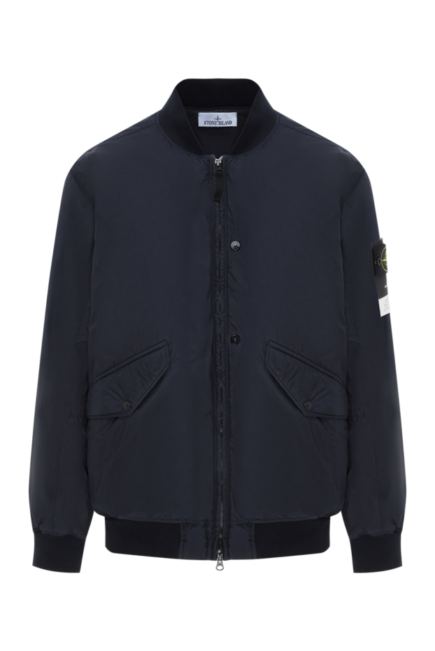 Stone Island жеңінде логотипі бар қара көк бомбардир күрте 187219 - фото 1